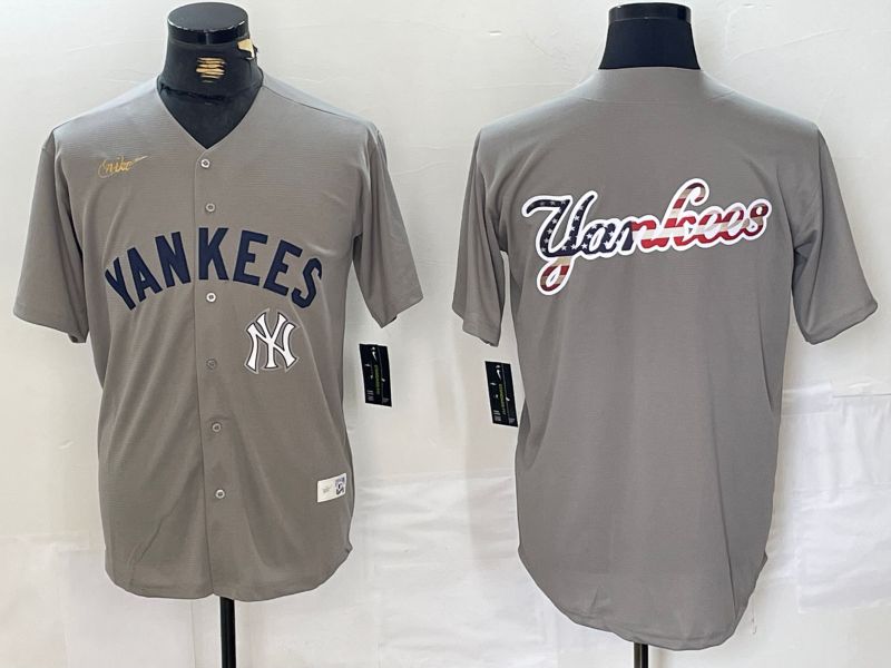Men New York Yankees Blank Grey Throwback Nike Game 2024 MLB Jersey style 8